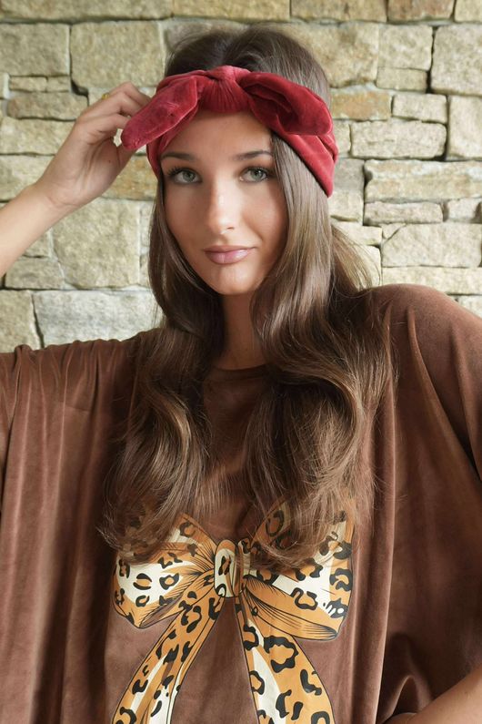 Nora Stretch Velour Headband Burgundy /20=